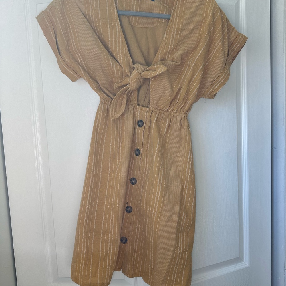 Blue Rain Tan Striped Mini Dress